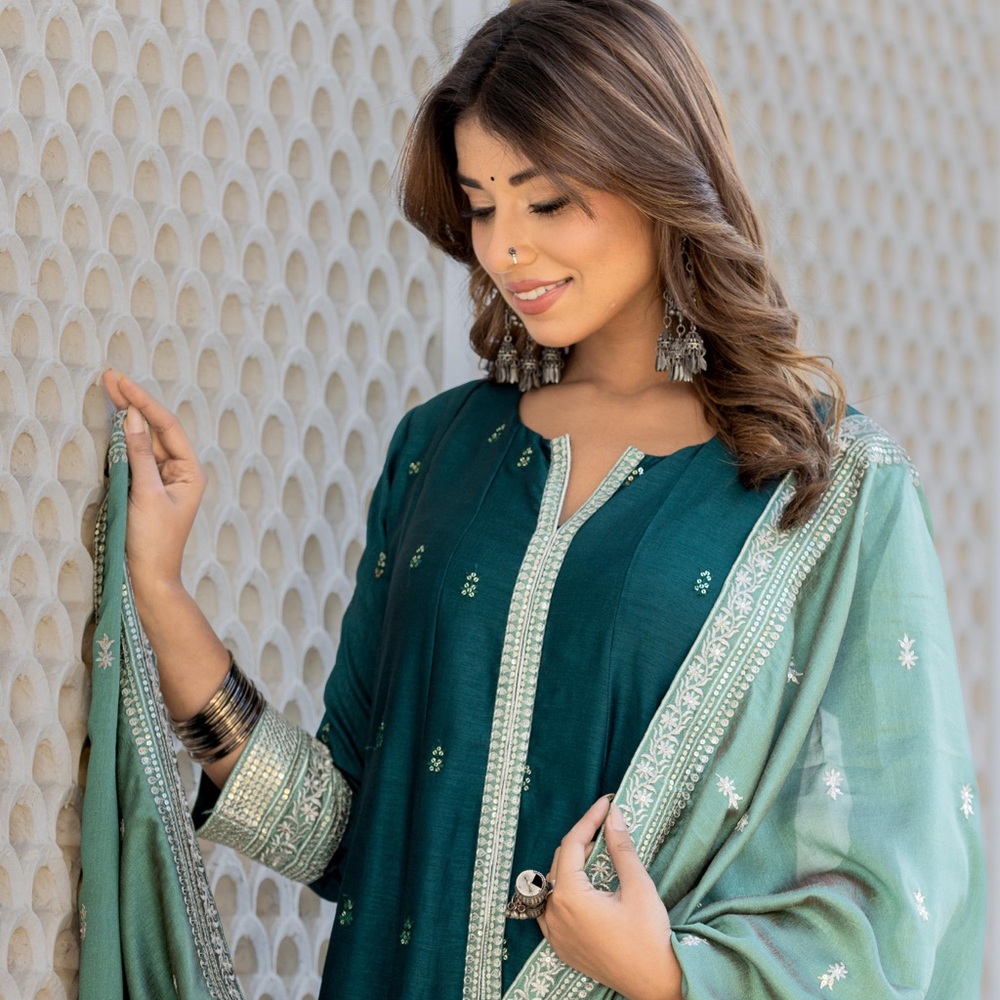 Silk Anarkali salwar suit